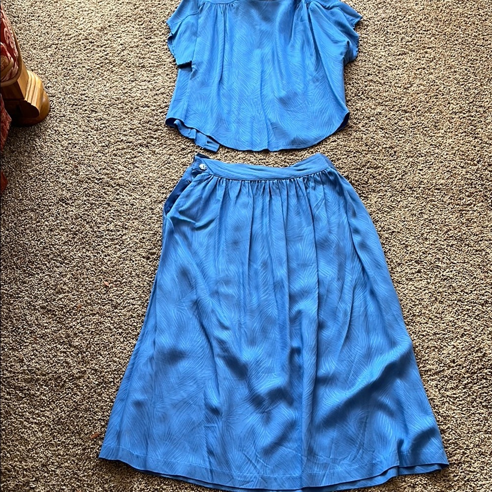 Vintage Vibrant Blue Midi Skirt and Top